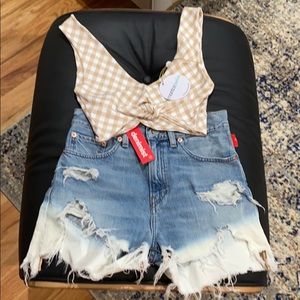 montce gingham bikini top NWT xs